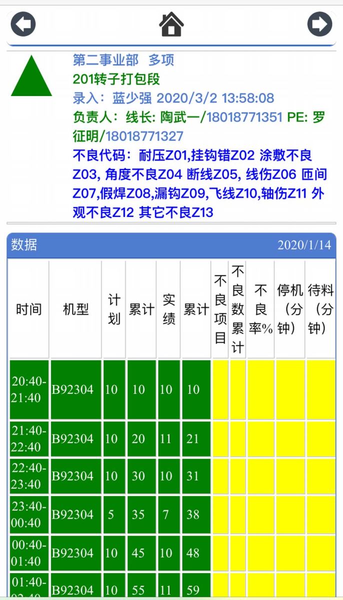 东昌电机生产管理系统手机界面